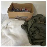 Lot of Kitchen Aprons, Throw Quilt and Tent Tarp