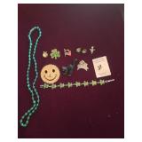Misc Group of Pins, Bracelet, Beads and clip-on