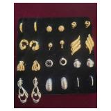 Group of Goldtone and Silverstone Clip-on Earrings