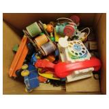 Vintage wood block toys and Fisher Price Phone