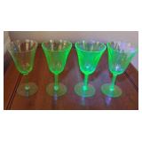 Vintage uranium stemmed glasses. 6.5" tall