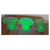 Vintage uranium sugar bowl and creamer