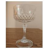 Vintage set of 12 crystal pedestal wine glasses.