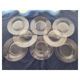 8 Fostoria glass Holly salad plates