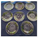 Hand painted ivy 8" glass plates lot of 8