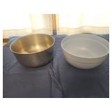 Large bowls one stainless one plastic