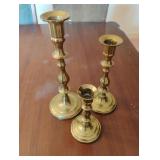 3 brass candle sticks