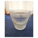 Vintage Mid-Century Glass Ice Bucket with Handle