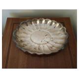 Vintage silver plated oval scalloped serving tray
