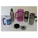Lot of Coffee Mugs and Water Bottles