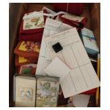 Bridge tally cards and playing cards  and checkers