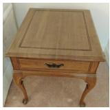 Vintage claw foot end table with drawer 22 x 22 x