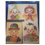10.5x14 clown artwork by Dianne Dengel 1960s
