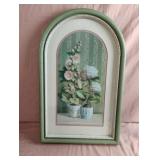 Vintage Home Interiors matted framed floral print