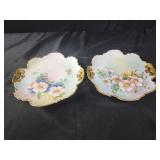 2 Vintage Hand Painted Porcelain Serving Plates