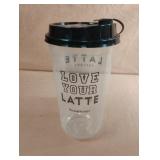 Love Your Latte reusable plastic cups and lids.