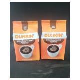 2 DUNKIN MEDIUM ROAST COFFEE 18 oz