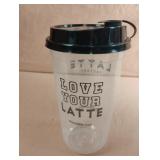 Love Your Latte reusable plastic cups and lids.