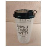 Love Your Latte reusable plastic cups and lids.