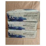 Vinyl exam gloves XL. 3-100 ct boxes