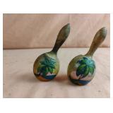 Mid Century Wood Maracas Salt & Pepper Shakers