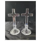 2 Vintage Crystal crosses 8"
