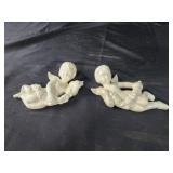Cherub angels wall decor shiny ceramic 7.5"