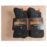 Baseball socks size XS. 4 pairs. Black