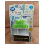 Glow in the dark Happy Birthday candle. 6 total