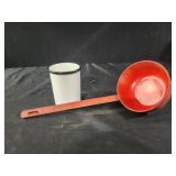 Vintage Enamelware ladle and cup