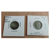 1945S war nickel and 1963D Jefferson nickel