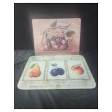 2 fruit decorative glass top cutting boards