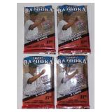 (4) Packs of Topps Bazooka Baseball Cards w Gum -