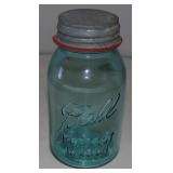 Vintage Blue Ball Perfect Mason Embossed Jar w/