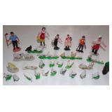 Vintage Lot of Plastic Farm People, Chickens,