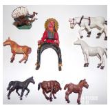 Vintage Lot of Plastic Indians and Horses