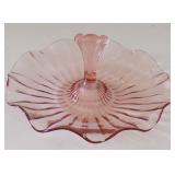 Vintage Pink Depression Glass Ruffled Candy Dish