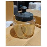 Amber hammered round glass jar. 2-12 ct cases
