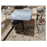Metal chairs with marble table top table