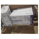 Plastic lids, ladies leggings, small cardboard