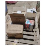 Coffee filters, multi-fold towels, tumblers and