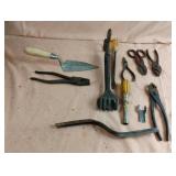 Various tools including screw drivers and