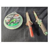 2 shears and and small amount of trimmer line