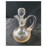 Vintage Cruet Cut Crystal Etched Glass  Decanter