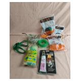 Plastic ties, weed eater string, hose and