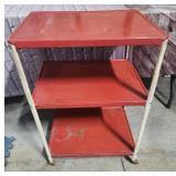 Vtg red metal cart on wheels 20x30x15