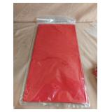 6 red plastic tablecloths. 54" x 108"