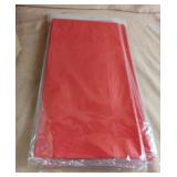 6 red plastic tablecloths. 54" x 108"