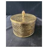 vintage brass filigree box, trinket box, cricket