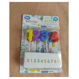 Number birthday candles. 6-10 ct packs